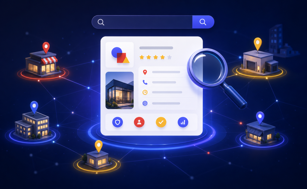Profil profesional de firmă într-un director online, cu informații de contact și localizare rapidă